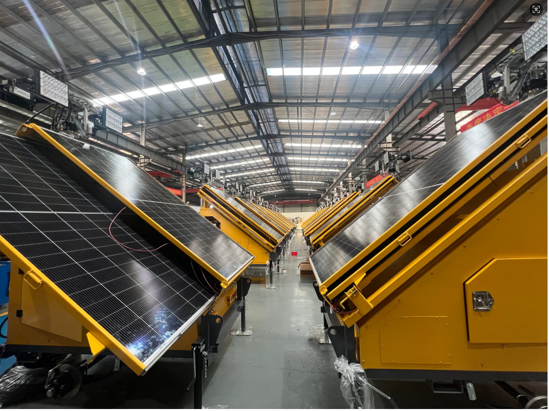 La tour d'éclairage solaire est assemblée